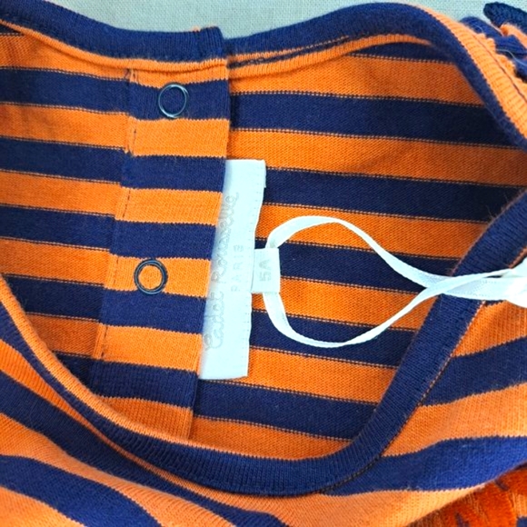 NEW Cadet Rousselle Orange Fall Striped Dress Squirrel Ruffle Size 5 - Picture 5 of 6